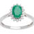 10k White Gold Oval Emerald and Halo Diamond Ring