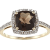 10k Yellow Gold Cushion Smoky Quartz and Diamond Halo Ring