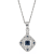 10k White Gold Vintage Style Sapphire and Diamond Pendant With Chain