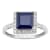 10k White Gold Square Sapphire and Diamond Halo Ring