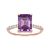 10k Rose Gold Emerald-Cut Amethyst and White Topaz Ring