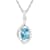 10k White Gold Genuine Oval Blue Topaz and Diamond Pendant With Chain