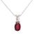 10k White Gold Oval Ruby and Diamond Twist Pendant With Chain