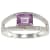 Sterling Silver Emerald-cut Amethyst and Split-Shank Diamond Ring