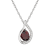 10k White Gold Genuine Oval Garnet and Diamond Halo Drop Pendant With Chain