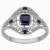 10k White Gold Vintage Style Genuine Sapphire and Diamond Ring