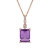 10k Rose Gold Genuine Emerald Cut Amethyst and White Topaz Pendant With Chain
