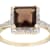 10k Yellow Gold Square Smoky Quartz and Diamond Halo Ring