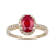 10k Yellow Gold Oval Ruby and Diamond Halo Ring