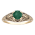 10k Yellow Gold Vintage Style Genuine Round Emerald Scroll Ring
