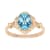 10k Yellow Gold Vintage Style Genuine Oval Blue Topaz and Diamond Halo Ring