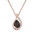 10k Rose Gold Genuine Oval Smoky Quartz and Diamond Halo Drop Pendant
With Chain