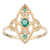 10k Yellow Gold Antique Style Genuine Round Emerald and Diamond Ring