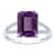 10k White Gold Genuine Emerald-Cut Amethyst and Split-Shank Diamond Ring