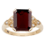10k Yellow Gold Vintage Style Genuine Emerald-Cut Garnet and Diamond Ring