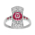 10k White Gold Antique Vintage Style Genuine Ruby and Diamond Ring