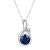 10k White Gold Genuine Round Sapphire Pendant With Chain