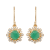 10K Yellow Gold Emerald and Diamond Halo Earrings