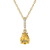 10k Yellow Gold Genuine Pear-Shape Citrine and Diamond Drop Pendant With Chain