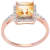 10k Rose Gold Square Citrine and Diamond Halo Ring