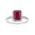 10k White Gold Emerald-Cut Ruby and Diamond Halo Ring