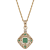 10k Yellow Gold Vintage Style Emerald and Diamond Pendant With Chain