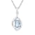 10k white gold genuine oval aquamarine and diamond pendant with chain