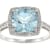 10k White Gold Cushion Blue Topaz and Diamond Halo Ring
