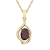 10k Yellow Gold Genuine Oval Garnet and Diamond Pendant With Chain