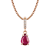 10k Rose Gold Genuine Pear-Shape Ruby and Diamond Drop Pendant With Chain