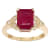 10k Yellow Gold Vintage Style Genuine Emerald-Cut Ruby and Diamond Ring