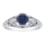 10k White Gold Vintage Style Genuine Round Sapphire Scroll Ring
