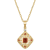 10k Yellow Gold Vintage Style Garnet and Diamond Pendant With Chain