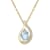 10k yellow gold genuine oval aquamarine and diamond halo drop pendant
with chain