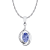 10k White Gold Genuine Oval Tanzanite and Diamond Pendant With Chain