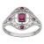 10k White Gold Vintage Style Genuine Ruby and Diamond Ring