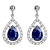 10K White Gold Sapphire and Diamond Halo Earrings