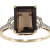 10k Yellow Gold Emerald-Shape Smoky Quartz and Diamond Ring