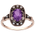 10k Rose Gold Vintage Style Genuine Oval Amethyst and Cultured-Pearl Ring