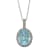 10k White Gold Oval Blue Topaz and Diamond Halo Pendant With Chain