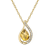 10k Yellow Gold Genuine Oval Citrine and Diamond Halo Drop Pendant With Chain