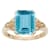10k Yellow Gold Vintage Style Genuine Emerald-Cut Blue Topaz and Diamond Ring
