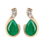10K Yellow Gold Pear Shape Emerald and Diamond Earrings