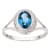 10k White Gold Genuine Oval London Blue Topaz Split Shank Ring