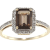 10k Yellow Gold Emerald-Cut Smoky Quartz and Diamond Halo Ring