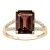 10k Yellow Gold Genuine Emerald-Cut Smoky Quartz and Split-Shank Diamond Ring