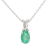10k White Gold Oval Emerald and Diamond Twist Pendant With Chain