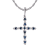 10k White Gold Genuine Sapphire Cross Pendant With Chain