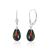 14K Solid White Gold Lab Created Black Fire Opal Teardrop Earrings