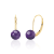 14K Gold Amethyst Ball Drop Leverback Earrings